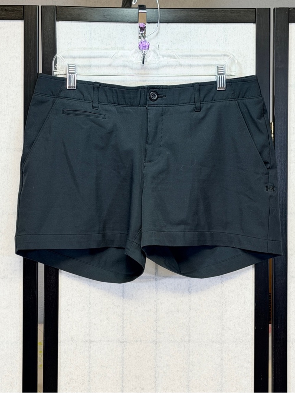 Under Armour Links 4” Fitted Activewear Golf Shorts 12 Black Performance Pockets